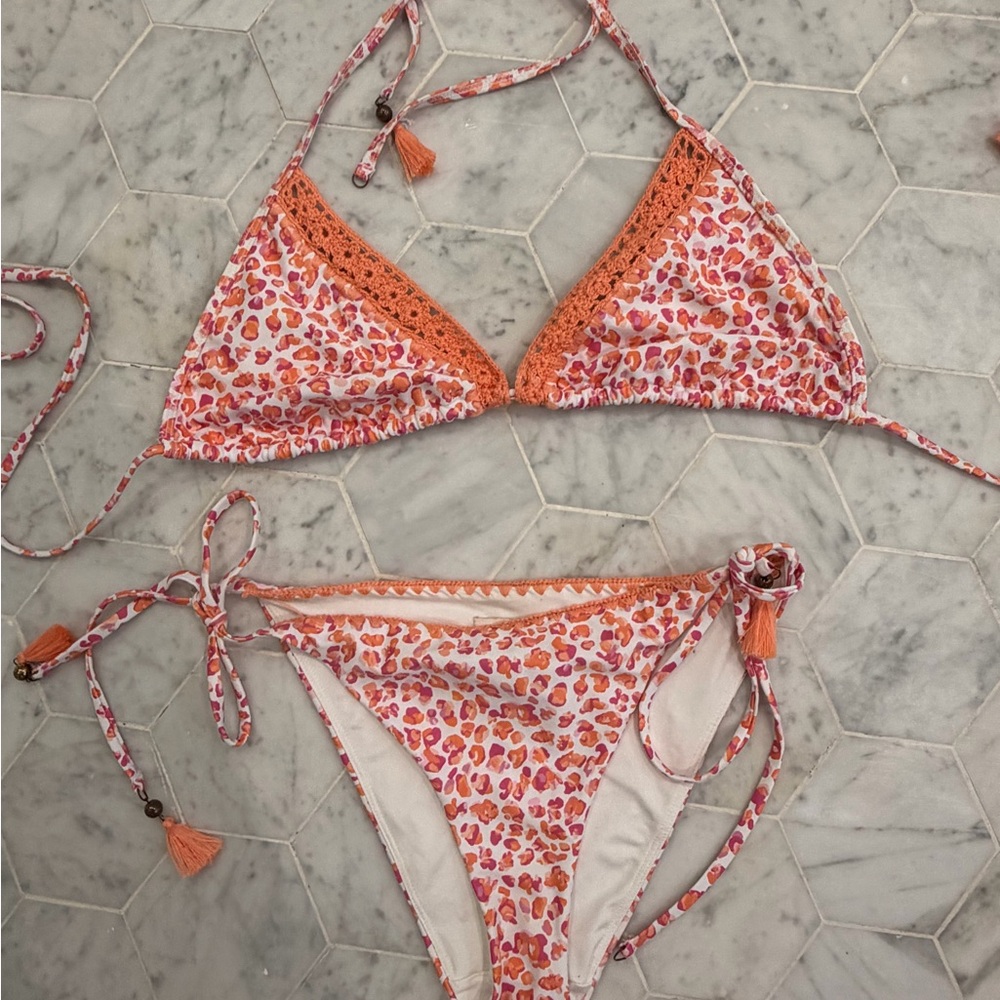 Ramy Brook Orange and Pink Patterned Bikini